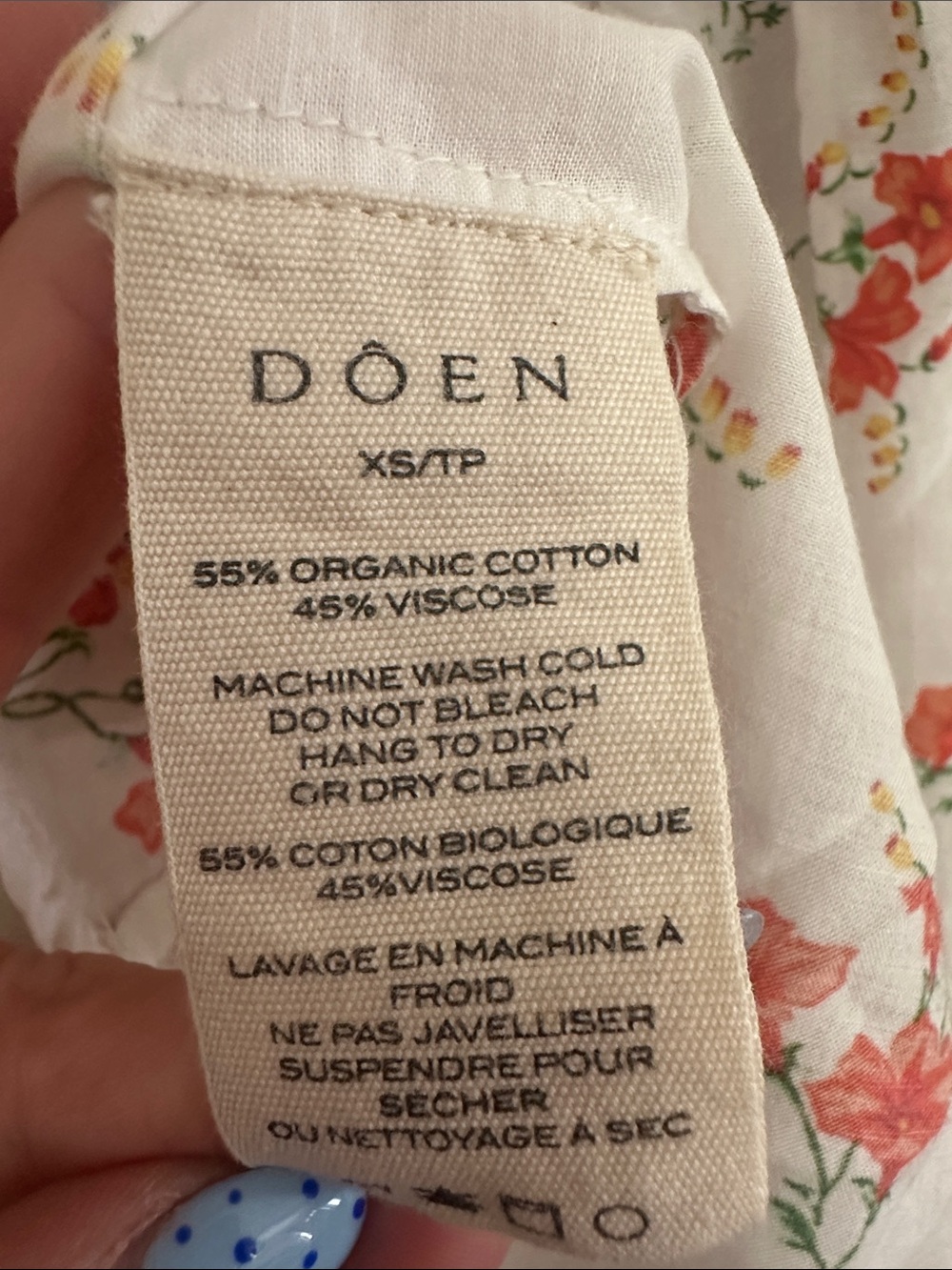 DÔEN Floral Puff Sleeve Ruffle Blouse XS Cottagecore Romantic Top - Picture 8 of 8